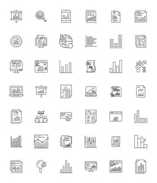 Bar Chart including 42 High Resolution Bold Line Vector Illustrations Stock Illustration