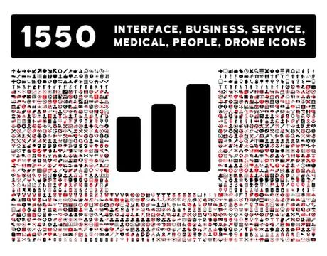 Bar Chart Increase Icon and More Interface, Business, Tools, People, Medical Stock Illustration