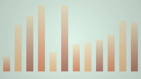 Bar chart with increasing and decreasing data on a light background Stock Illustration
