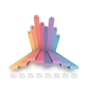 Bar chart infographic template for data visualization with 8 options. 스톡 일러스트