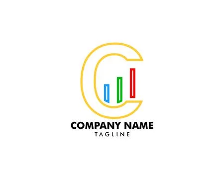 Bar Chart Initial Letter C Logo Design Stock Illustration