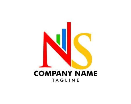 Bar Chart Initial Letter NS Logo Design Stock Illustration