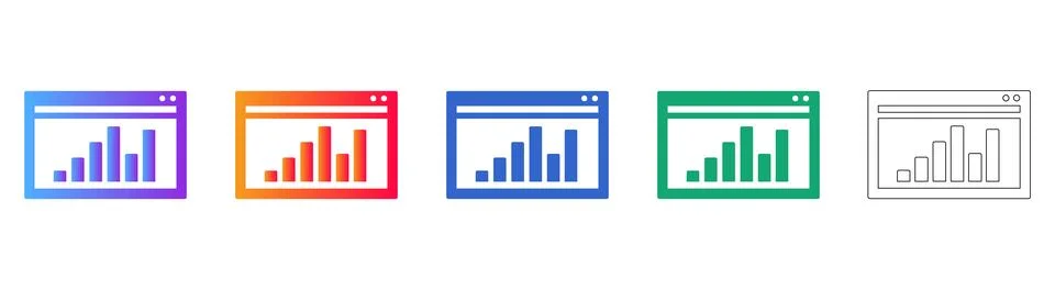 Bar Chart Interface Window Icons 스톡 일러스트