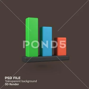 Bar chart isolated 3d render icon illustration PSD Template