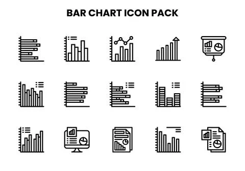 Bar Chart Line Bundle Icons Pack Stock Illustration