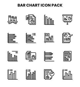 Bar Chart Line Design Icons Pack Stock Illustration