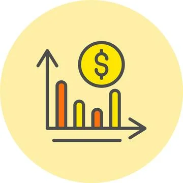 Bar Chart Line Filled Circle Icon Stock Illustration