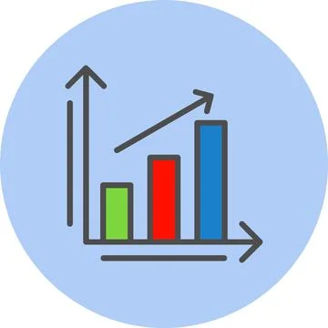 Bar Chart Line Filled Circle Icon Stock Illustration