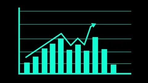 Bar Chart with Line Graph on Black Background, A bar chart with a line grap.. Stock Footage 304250094