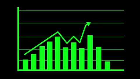 Bar Chart with Line Graph on Black Background, A bar chart with a line grap.. Stock Footage 304250097