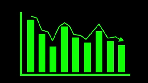 Bar Chart with Line Graph on Black Background, A simple bar chart with a li.. Видео 304250846