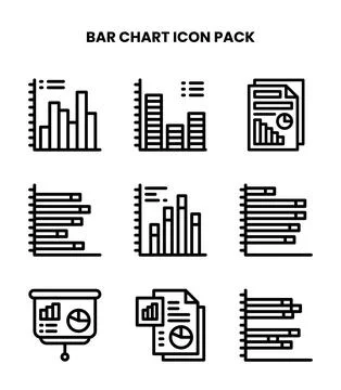 Bar Chart Line Graphics Icons Pack Stock-Illustration