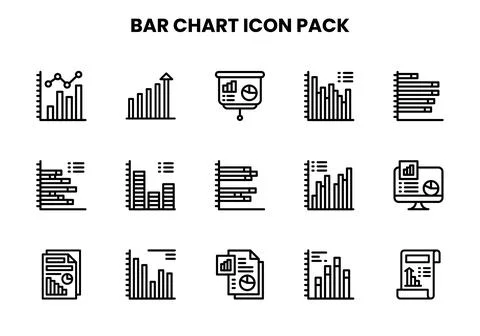 Bar Chart Line Icons Pack Illustrazione stock