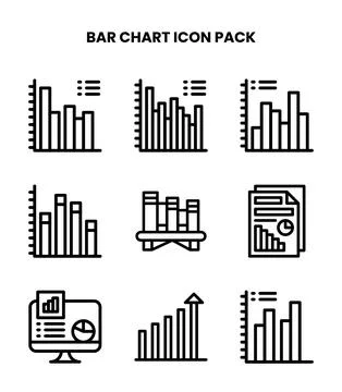 Bar Chart Line Set Icons Pack Illustrazione stock