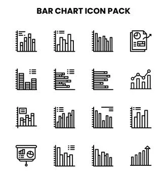 Bar Chart Line UI Icons Pack Stock Illustration