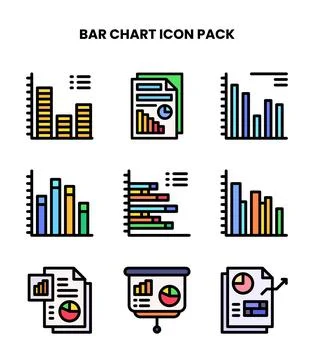 Bar Chart Lineal Color Graphics Icons Pack Stock Illustration