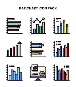 Bar Chart Lineal Color UI Icons Pack Stock Illustration