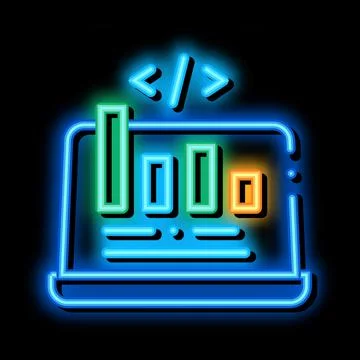 Bar chart neon glow icon illustration Illustrazione stock