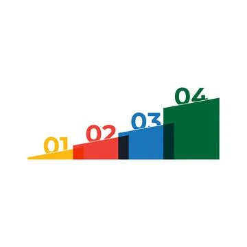 Bar chart or diagram with 4 colorful columns. Concept of four stages of business Stock Illustration