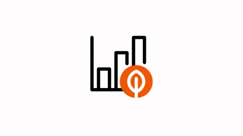 Bar chart with orange circle icon, representing growth and success. Stock Footage 325383142