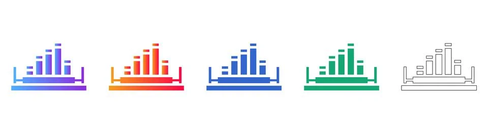 Bar Chart Platform Analysis Icons Stock Illustration