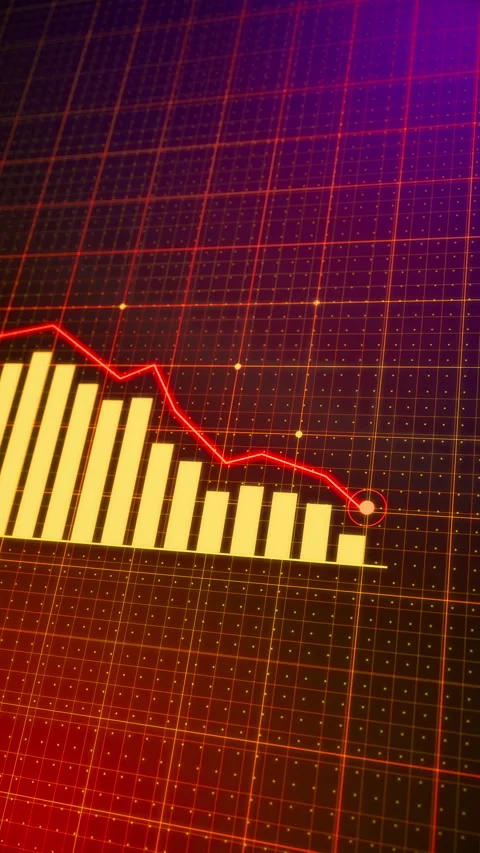 Bar chart plummeting fall drop decreasing over time. Stock Footage 332208514