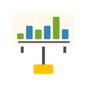 Bar chart on presentation board icon for data analysis Stock Illustration