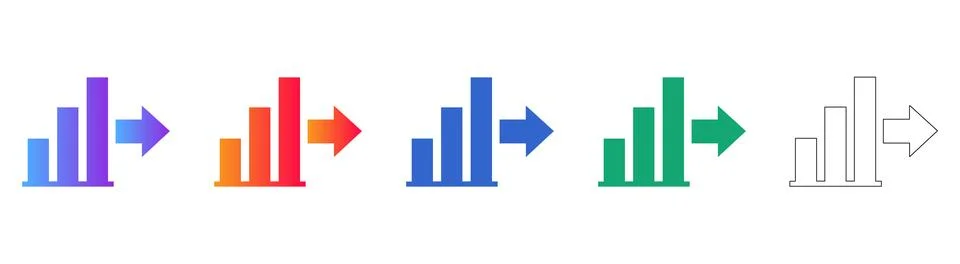 Bar Chart Progression Icons for Data Analysis Illustration