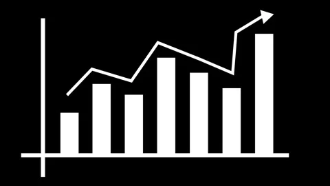 Bar chart with a rising line arrow business growth and financial progress a.. Stock Footage 337176679