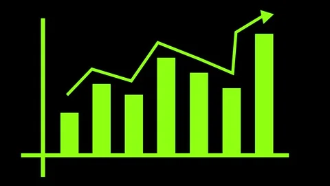 Bar chart with a rising line arrow business growth and financial progress a.. Stock Footage 337176686