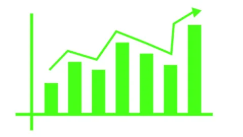 Bar chart with a rising line arrow business growth and financial progress a.. Stock Footage 337176698