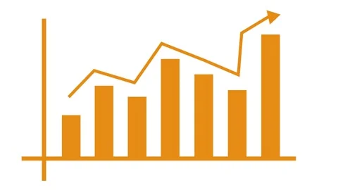 Bar chart with a rising line arrow business growth and financial progress a.. Stock Footage 337176701