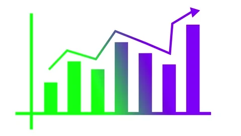 Bar chart with a rising line arrow business growth and financial progress a.. Stock Footage 337176705