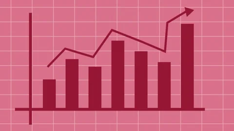 Bar chart with a rising line arrow business growth and financial progress a.. Stock Footage 337176746
