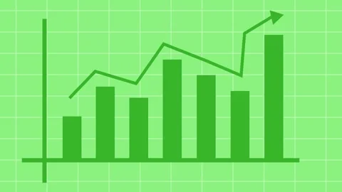 Bar chart with a rising line arrow business growth and financial progress a.. Stock Footage 337176747