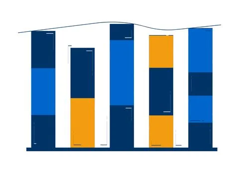 Bar chart row with varied segments 2D doodle object Stock Illustration