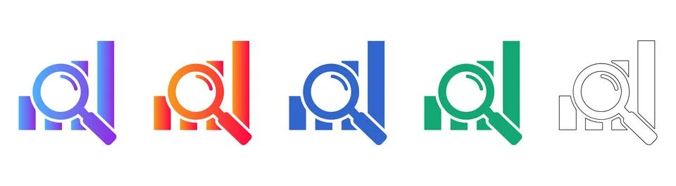 Bar Chart Search Icon Set for Business Analytics イラスト素材