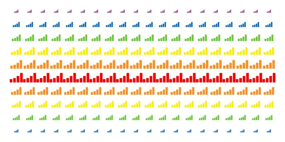 Bar Chart Shape Halftone Spectral Pattern Illustrazione stock