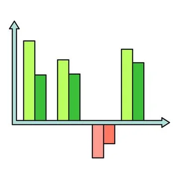 Bar chart showing business progress analysis with positive and negative growt Stock Illustration