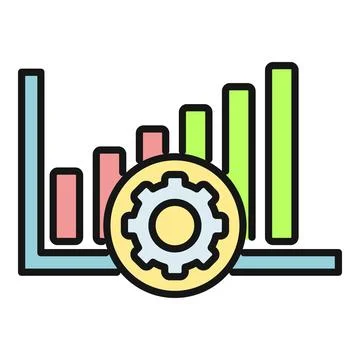 Bar chart showing business progress with gear settings Stockillustratie