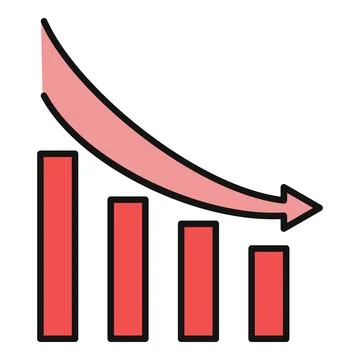 Bar chart showing significant decline in economic growth Stock Illustration