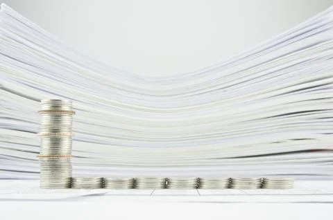 Bar chart from stack silver coins Stock Photos