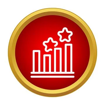 Bar chart with stars representing ranking and success Ilustración de archivo