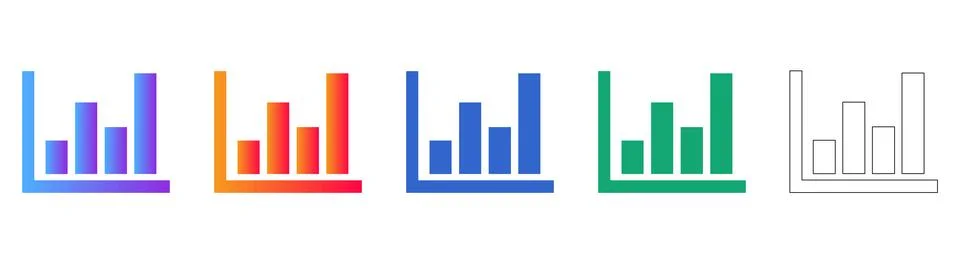 Bar Chart Statistical Icons Set Stock Illustration
