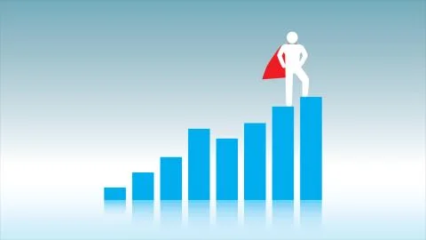 Bar Chart Super Hero Stock Illustration