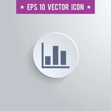 Bar chart symbol icon on gray shaded background Stock Illustration