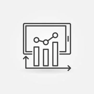 Bar Chart with Tablet vector thin line Analytics concept icon Illustrazione stock