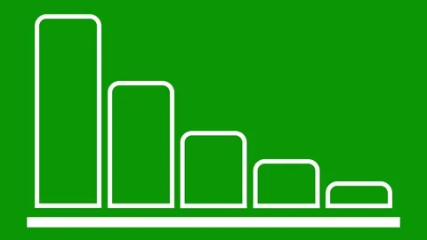Bar chart with tall bars declining sharply on green screen. Vídeo Stock 334701319