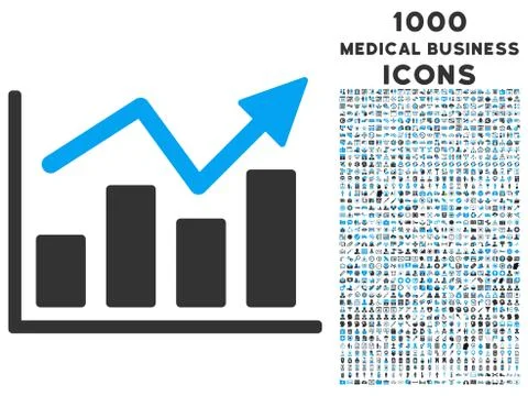 Bar Chart Trend Icon with 1000 Medical Business Icons Ilustración de archivo