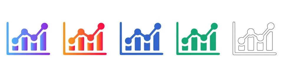 Bar chart with trend line icon for business analytics Stock Illustration